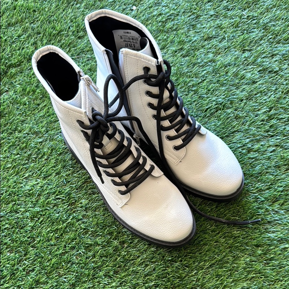 White Leather boots